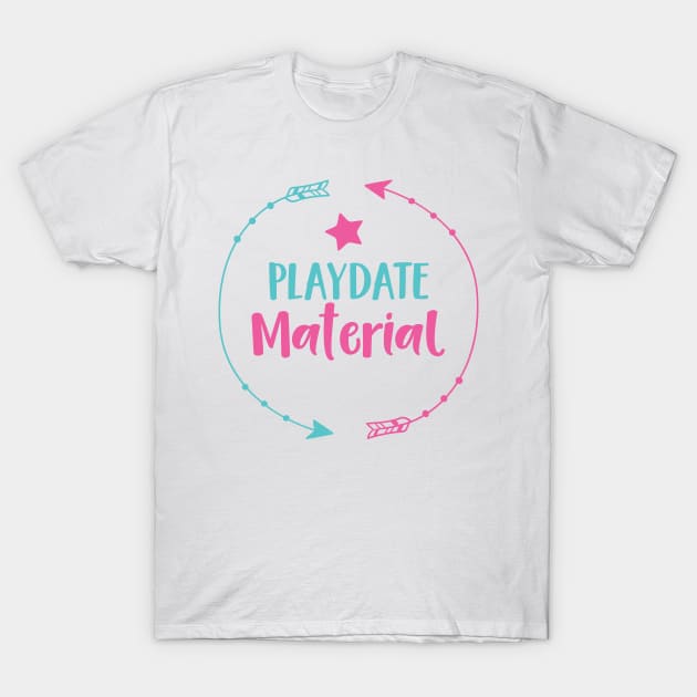 Playdate Material, Arrow, Stars - Blue Pink T-Shirt by Jelena Dunčević
